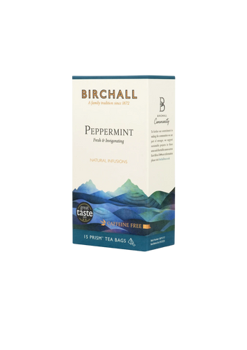 BIRCHALL PEPPERMINT FRESH & INVIGORATING CAFFEINE FREE 15 TEA BAGS