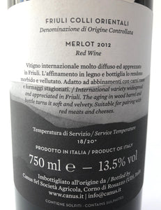 CANUS MERLOT DOC FRIULI COLLI 2012 13.5% 75CL