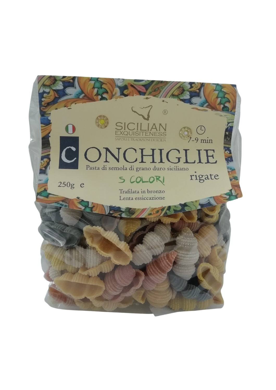 SICILIAN EXQUISITENESS CONCHIGLIE 5 COLORI RIGATE 250G